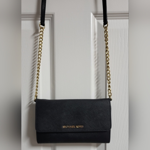Michael Kors Black and Gold Crossbody Bag with Chain Strap - Picture 1 of 4